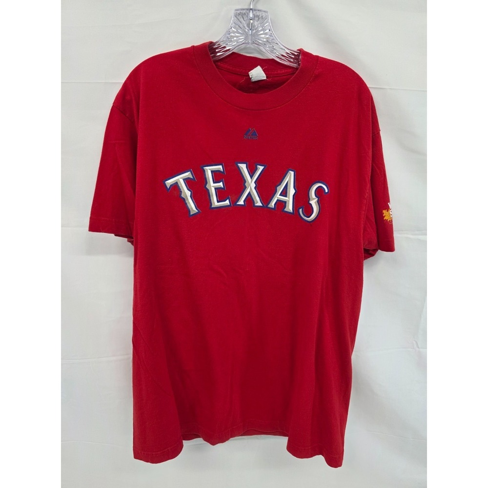 Majestic Texas Rangers 2011 World‎ Series Nelson Cruz 17 Red Shirt Mens Large